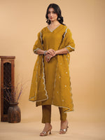 Thumbnail for Janasya Light Chanderi Solid Straight Kurta Set