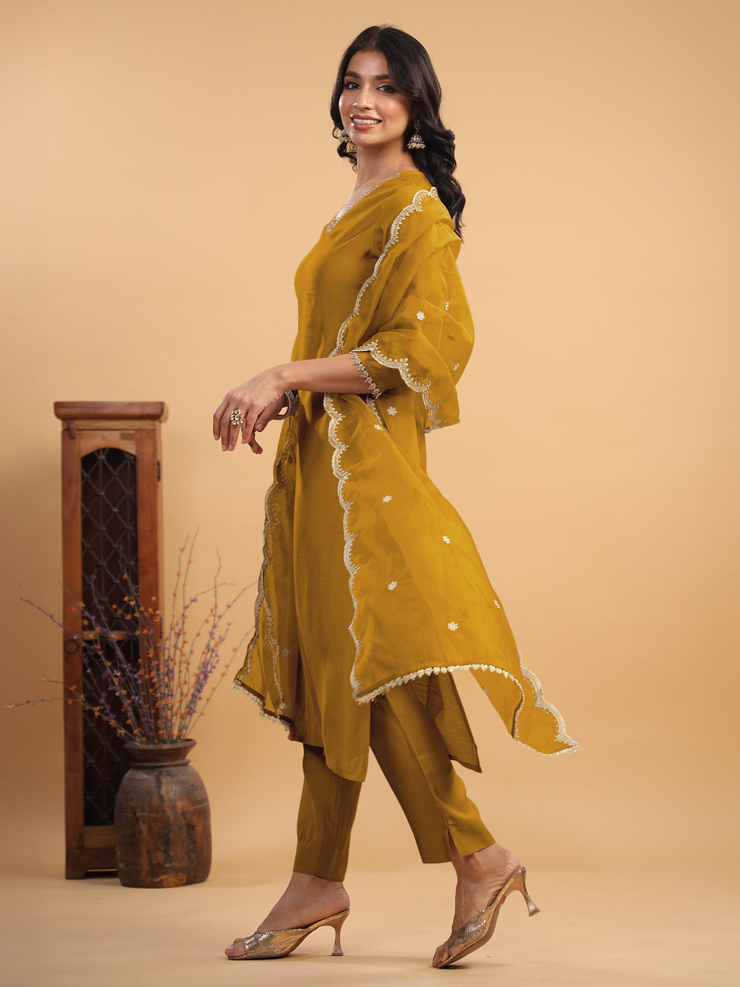 Janasya Light Chanderi Solid Straight Kurta Set - Distacart