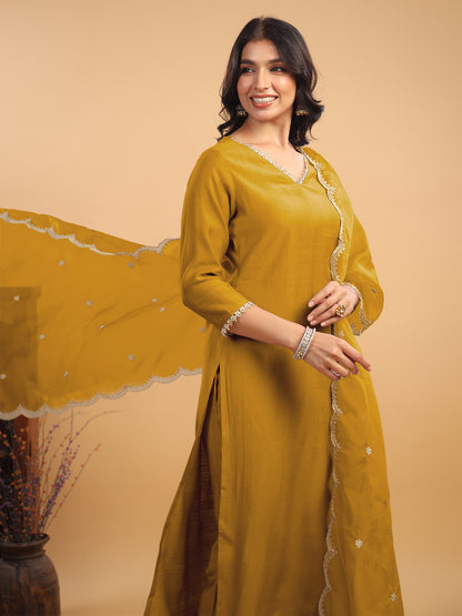 Janasya Light Chanderi Solid Straight Kurta Set - Distacart