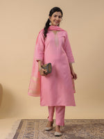 Thumbnail for Janasya Light Cotton Blend Solid Straight Kurta Set