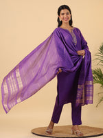 Thumbnail for Janasya Bright Cotton Blend Solid Straight Kurta Set