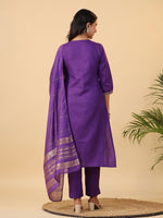 Thumbnail for Janasya Bright Cotton Blend Solid Straight Kurta Set