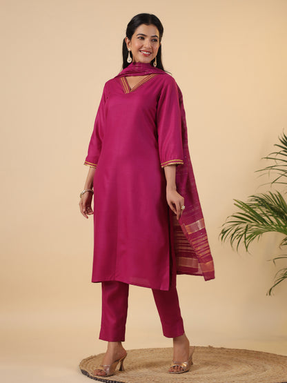 Janasya Dark Cotton Blend Solid Straight Kurta Set - Distacart