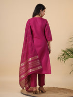 Thumbnail for Janasya Dark Cotton Blend Solid Straight Kurta Set
