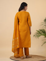 Thumbnail for Janasya Bright Cotton Blend Solid Straight Kurta Set