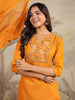 Janasya Bright Cotton Blend Yoke Embroidery Straight Kurta Set - Distacart