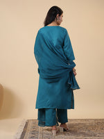 Thumbnail for Janasya Bright Cotton Blend Embroidered Straight Kurta Set