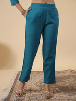 Thumbnail for Janasya Bright Cotton Blend Embroidered Straight Kurta Set