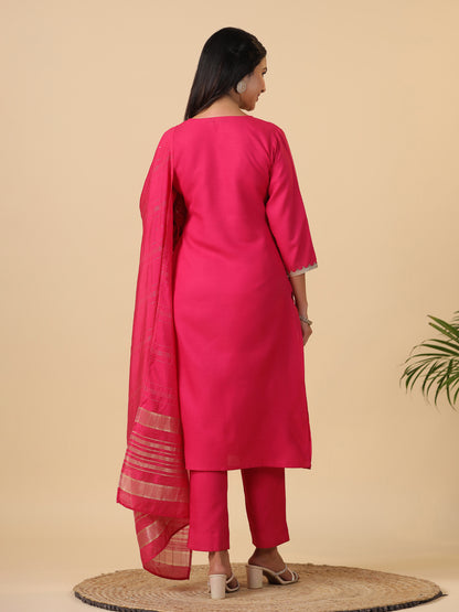Janasya Bright Cotton Blend Solid Straight Kurta Set - Distacart