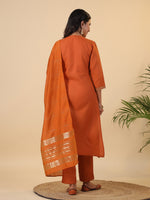 Thumbnail for Janasya Dark Cotton Blend Yoke Design Straight Kurta Set