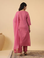 Thumbnail for Janasya Light Cotton Blend Yoke Embroidery Straight Kurta Set