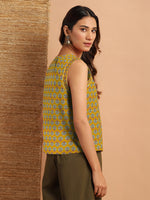 Thumbnail for Janasya Dark Cotton Floral Straight Top