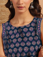 Thumbnail for Janasya Dark Cotton Floral Straight Top