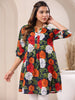 Janasya Bright Cotton Floral A-Line Tunic - Distacart