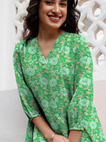 Thumbnail for Janasya Dark Georgette Floral A-Line Tunic