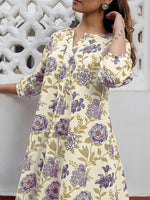 Thumbnail for Janasya Light Cotton Floral A-Line Tunic
