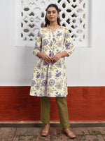 Thumbnail for Janasya Light Cotton Floral A-Line Tunic