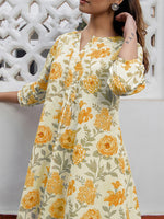 Thumbnail for Janasya Light Cotton Floral A-Line Tunic