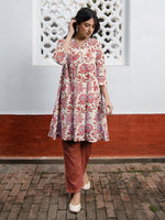 Thumbnail for Janasya Light Cotton Floral A-Line Tunic