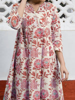 Thumbnail for Janasya Light Cotton Floral A-Line Tunic