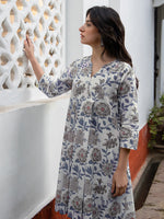 Thumbnail for Janasya Light Cotton Floral A-Line Tunic