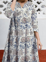 Thumbnail for Janasya Light Cotton Floral A-Line Tunic
