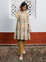 Thumbnail for Janasya Light Cotton Floral A-Line Tunic