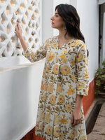 Thumbnail for Janasya Light Cotton Floral A-Line Tunic