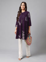 Thumbnail for Janasya Bright Cotton Floral A-Line Tunic