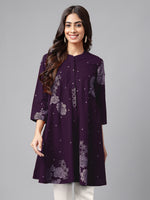 Thumbnail for Janasya Bright Cotton Floral A-Line Tunic