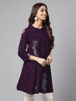 Thumbnail for Janasya Bright Cotton Floral A-Line Tunic