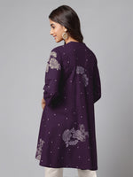 Thumbnail for Janasya Bright Cotton Floral A-Line Tunic