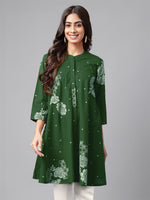 Thumbnail for Janasya Bright Cotton Floral Flared Tunic