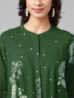 Thumbnail for Janasya Bright Cotton Floral Flared Tunic