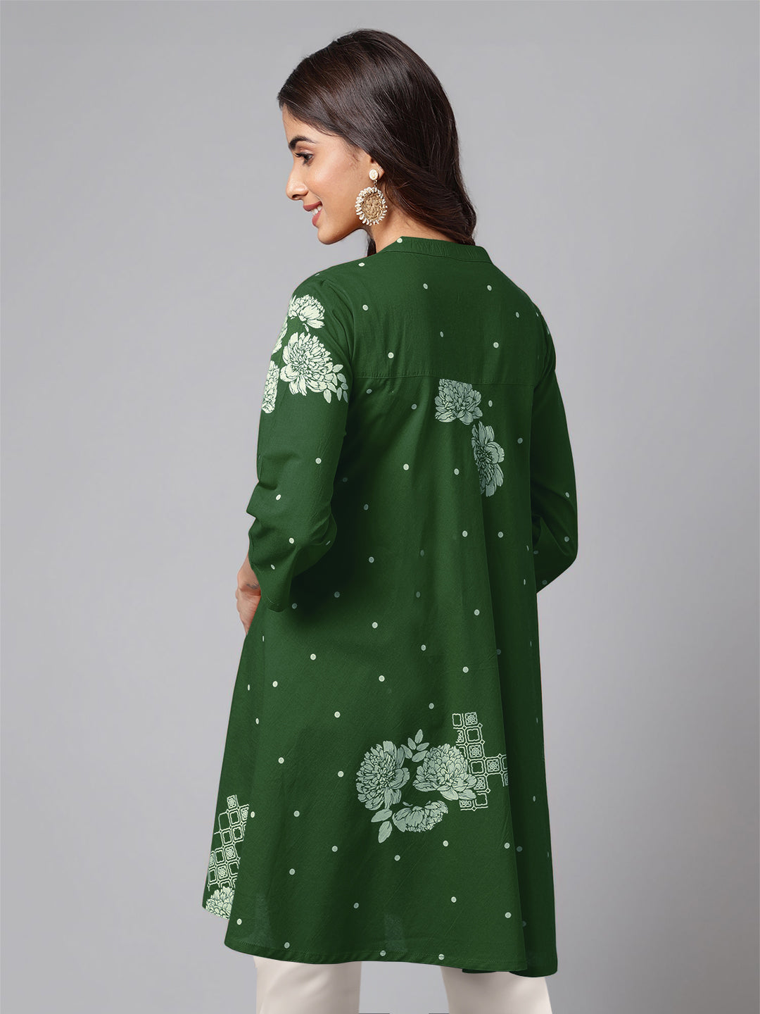 Janasya Bright Cotton Floral Flared Tunic - Distacart