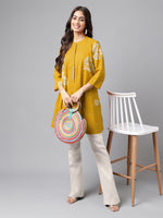 Thumbnail for Janasya Bright Cotton Floral Flared Tunic