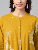 Thumbnail for Janasya Bright Cotton Floral Flared Tunic