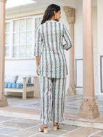 Thumbnail for Janasya Light Cotton Floral A-Line Top & Bottom Set
