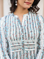 Thumbnail for Janasya Light Cotton Floral A-Line Top & Bottom Set