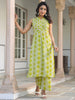 Janasya Bright Cotton Geometric A-Line Kurta Set - Distacart