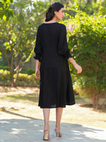 Thumbnail for Janasya Dark Rayon Solid A-Line Dress