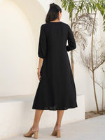 Thumbnail for Janasya Dark Rayon Solid A-Line DRESS