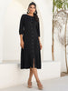 Janasya Dark Rayon Solid A-Line DRESS - Distacart