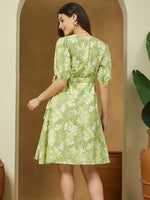 Thumbnail for Janasya Light Cotton Floral A-Line Dress
