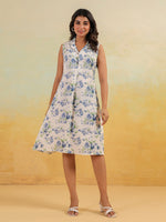 Thumbnail for Janasya Light Cotton Floral A-Line Dress