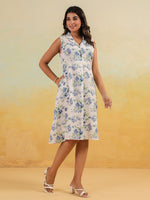 Thumbnail for Janasya Light Cotton Floral A-Line Dress