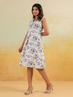 Thumbnail for Janasya Light Cotton Floral A-Line Dress