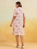 Thumbnail for Janasya Light Cotton Floral A-Line Dress