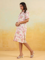 Thumbnail for Janasya Light Cotton Floral A-Line Dress