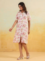 Thumbnail for Janasya Light Cotton Floral A-Line Dress